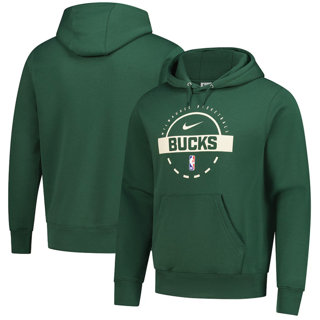 Men's Milwaukee Bucks Hunter Green 2025/26 Practice Club Pullover Hoodie